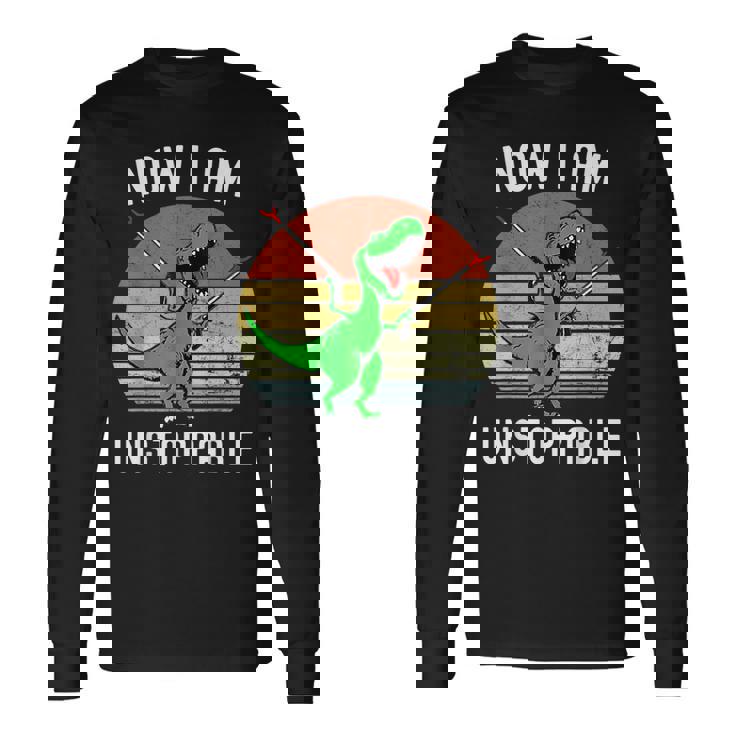 Retro Vintage Now I Am Unstoppable Trex Trex Long Sleeve T-Shirt T-Shirt