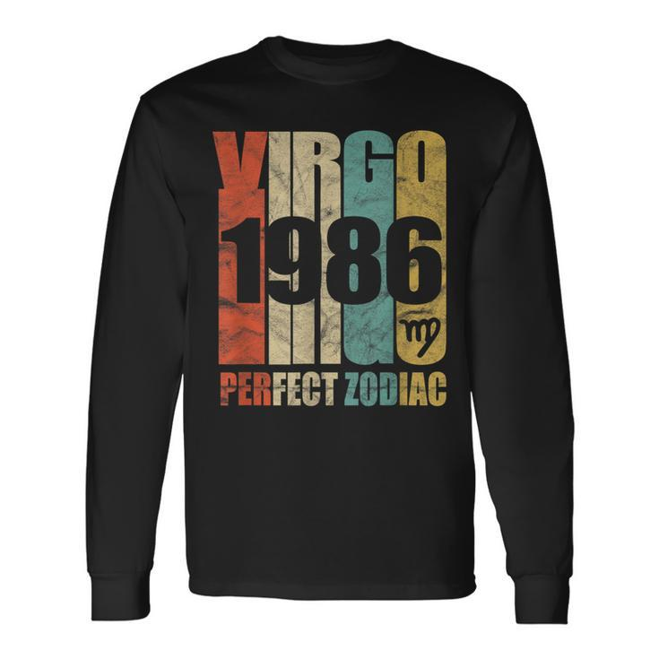 Retro Virgo 1986 32 Yrs Old Bday 32Nd Birthday Long Sleeve T-Shirt