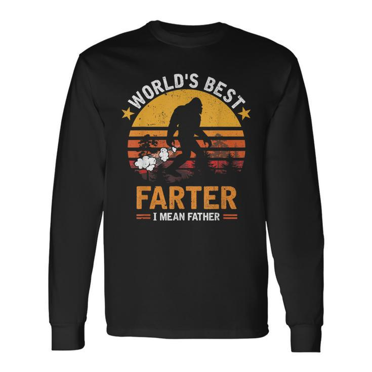 Retro Worlds Best Farter I Mean Father Bigfoot Fathers Day Long Sleeve T-Shirt T-Shirt