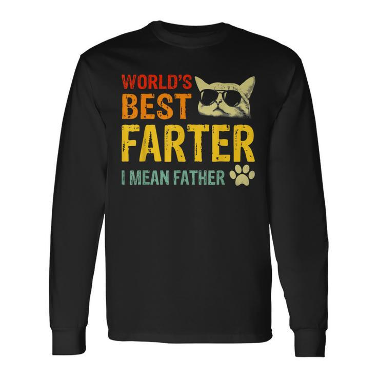 Retro Worlds Best Farter I Mean Father Best Cat Dad Ever Long Sleeve T-Shirt T-Shirt