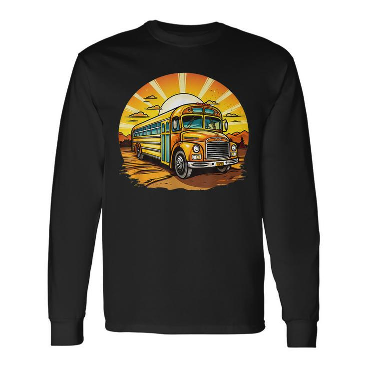 Retro Yellow School Bus Cool Professional Driver Student Long Sleeve