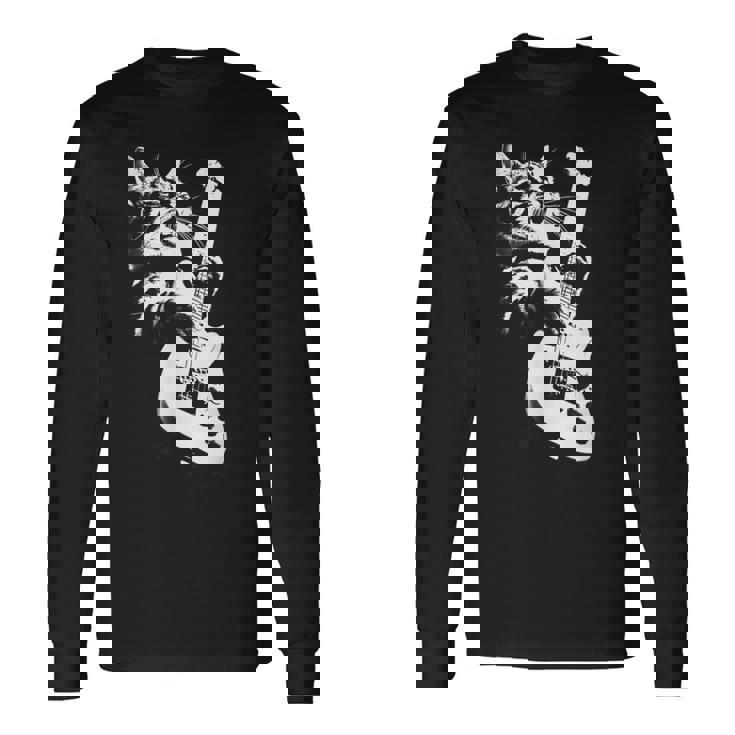 Rock Cat Playing Guitar Guitar Cat Long Sleeve