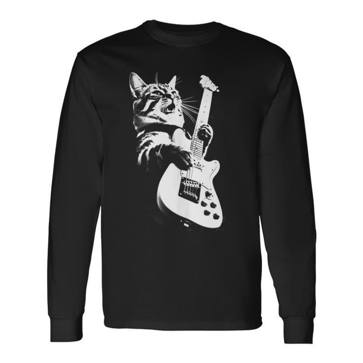 Rock Cat Playing Guitar Guitar Cat Long Sleeve Gifts ideas