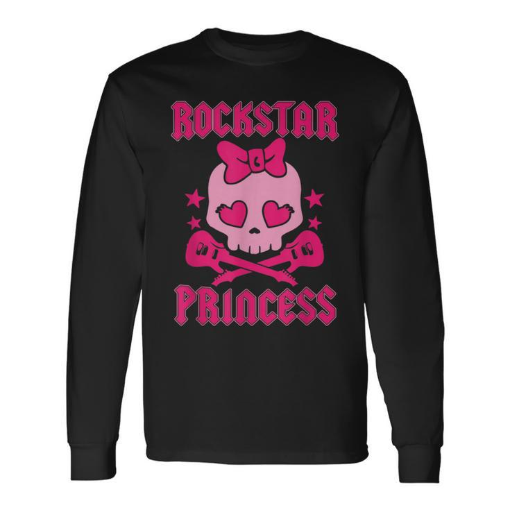 Rockstar Princess Heavy Metal Pirate Skull Pink Long Sleeve T-Shirt