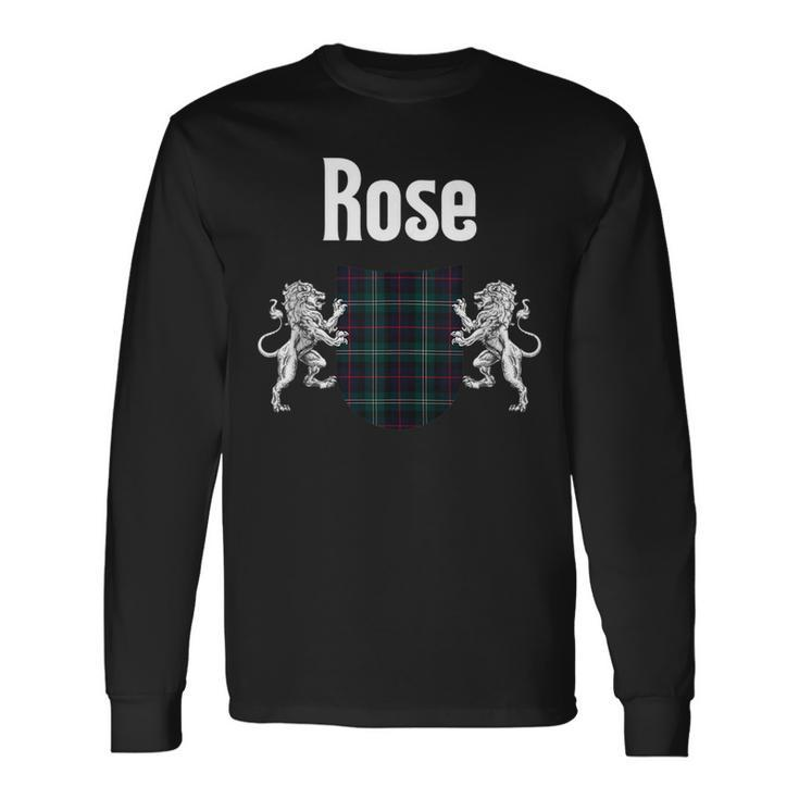 Rose Clan Scottish Name Coat Of Arms Tartan Long Sleeve T-Shirt