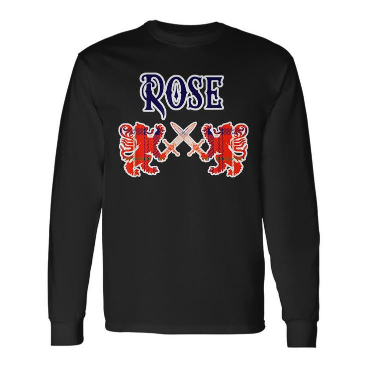 Rose Scottish Clan Kilt Lion Name Tartan For Lion Lovers Long Sleeve T-Shirt T-Shirt