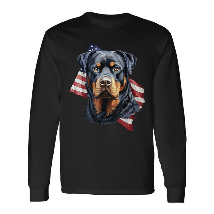 Rottweiler Patriotic 4Th Of July Dog Lover American Usa Long Sleeve T-Shirt T-Shirt
