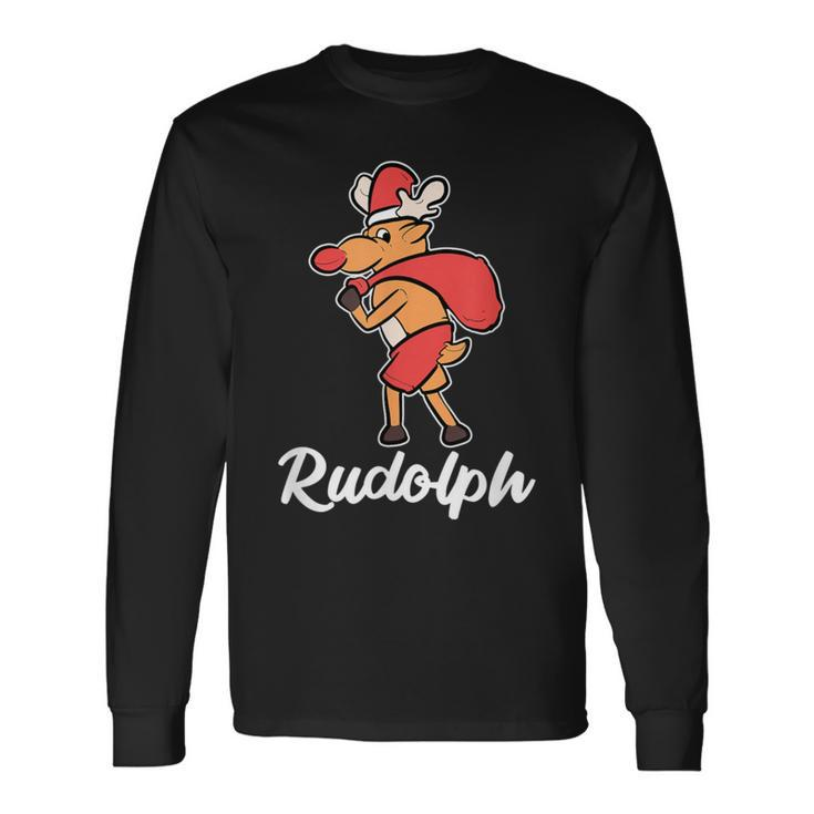 Rudolph Reindeer Christmas Costume Ugly Christmas Sweater Long Sleeve T-Shirt Gifts ideas