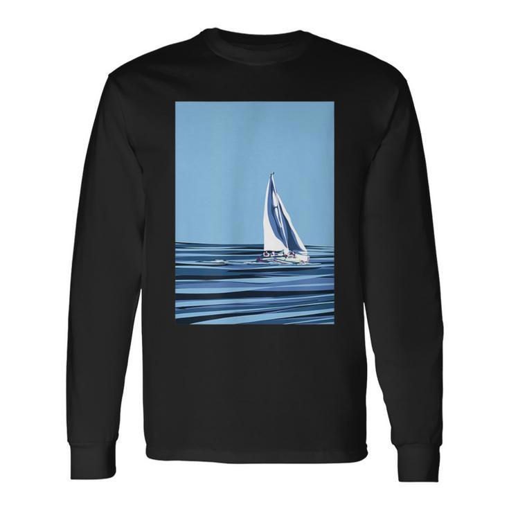 Sailboat With Background Long Sleeve T-Shirt
