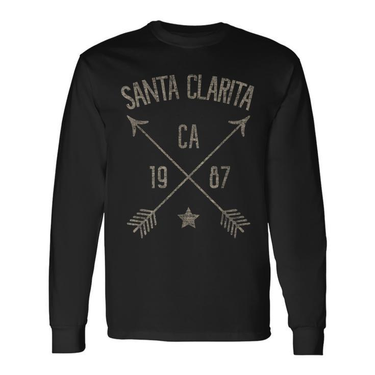 Santa Clarita Ca Vintage Distressed Style Home City Long Sleeve T-Shirt