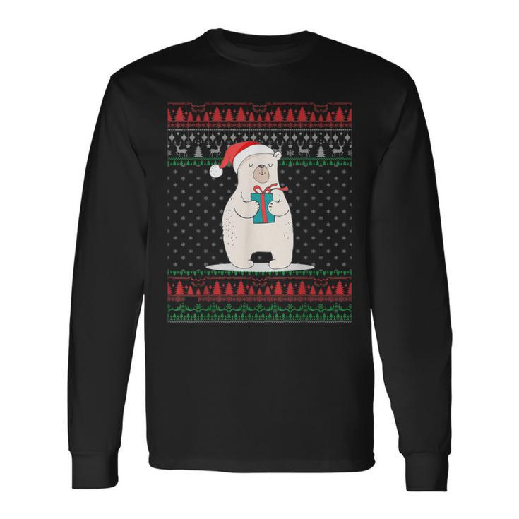 Santa Polar Bear Ugly Christmas Sweater Family Matching Long Sleeve T-Shirt