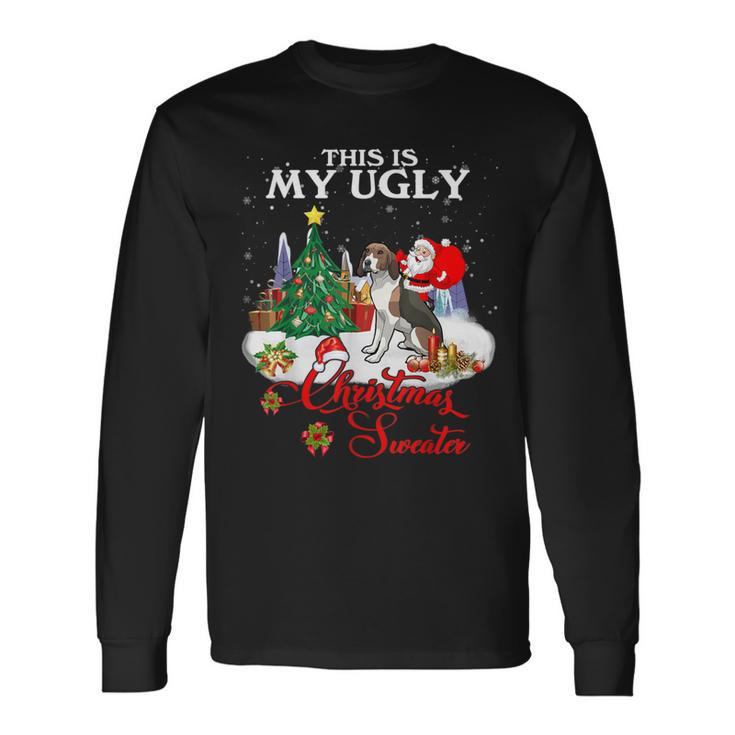 Santa Riding Coonhound This Is My Ugly Christmas Sweater Long Sleeve T-Shirt