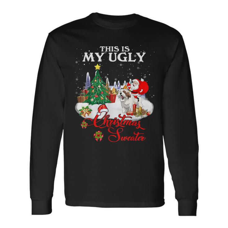 Santa Riding Shih Tzu This Is My Ugly Christmas Sweater Long Sleeve T-Shirt