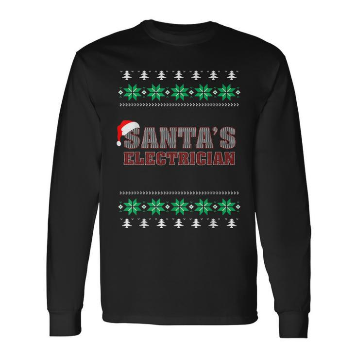 Santa's Electrician Ugly Christmas Sweater Long Sleeve T-Shirt