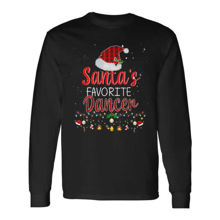 Santa's Favorite Dancer Plaid Holiday Family Matching Long Sleeve T-Shirt