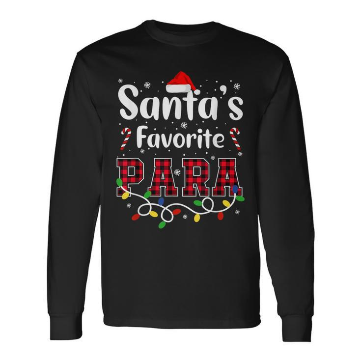 Santa's Favorite Para Christmas Paraprofessional Santa Hat Long Sleeve T-Shirt