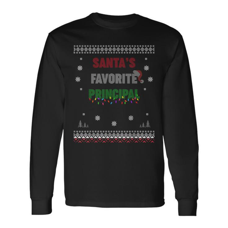 Santa's Favorite Principal Ugly Sweater Christmas Long Sleeve T-Shirt