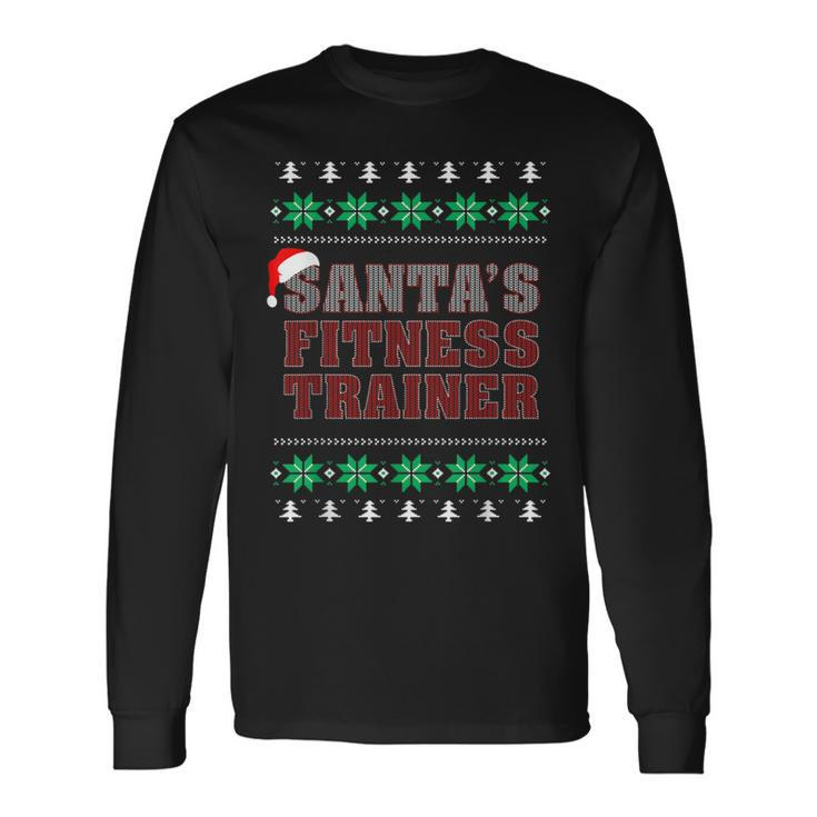 Santa's Fitness Trainer -Ugly Christmas Sweater Long Sleeve T-Shirt