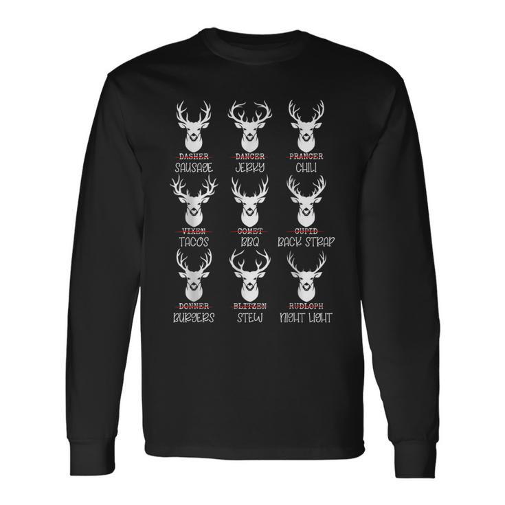 All Of Santas Reindeer For Food As Seen By Hunter Bbq Grill Long Sleeve T-Shirt T-Shirt