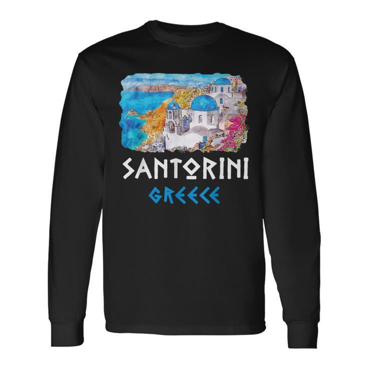 Santorini Greece Painting Souvenir Long Sleeve T-Shirt
