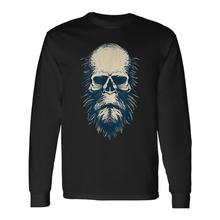 Sasquatch Skull Minimalist Bigfoot Horror Skull Sasquatch Long Sleeve T-Shirt