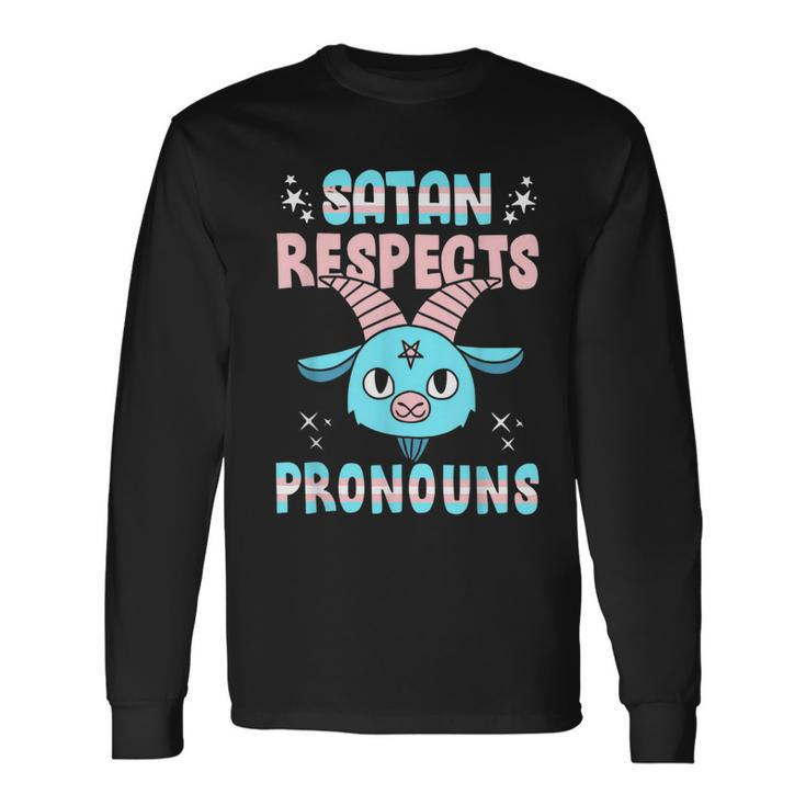 Satan Respects Pronouns Transgender Lgbtq Pride Trans Long Sleeve T-Shirt