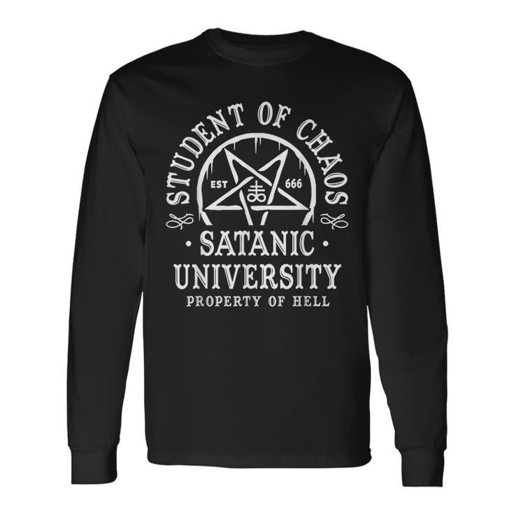Satanism Occult Atheist Gothic Horror Satanic University Horror Long Sleeve T-Shirt