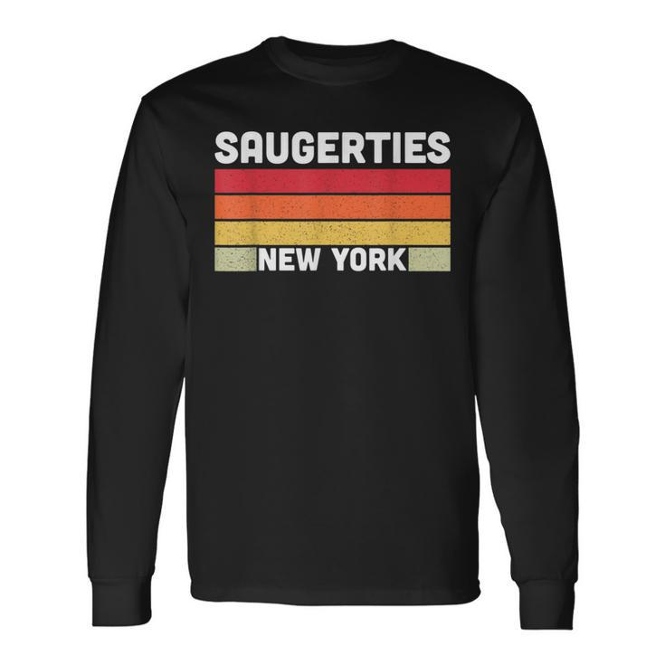 Saugerties Ny New York City Home Roots Retro 80S Long Sleeve T-Shirt