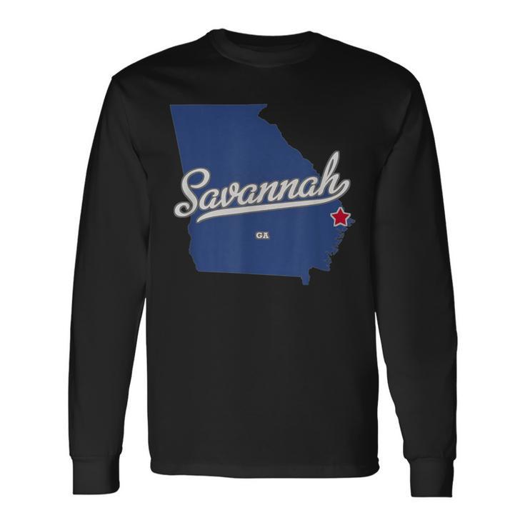 Savannah Georgia Ga Map Long Sleeve T-Shirt Gifts ideas