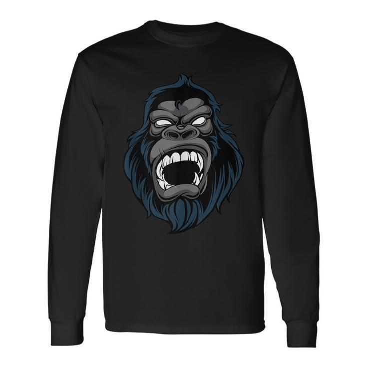 Scary Ape Face Halloween Monkey Animal Cool Easy Costume Long Sleeve T-Shirt T-Shirt