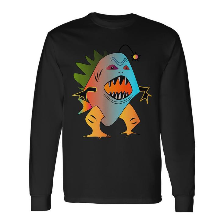 Scary Colorful Fish Sea Monster Creature Graphic Long Sleeve T-Shirt T-Shirt