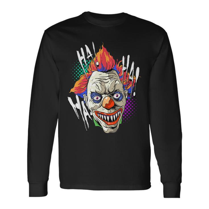 Scary Creepy Clown Laugh Horror Halloween Men Costume Halloween Long Sleeve T-Shirt