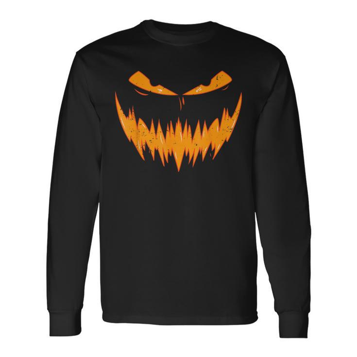 Scary Pumpkin Costume Ghost Halloween Long Sleeve T-Shirt