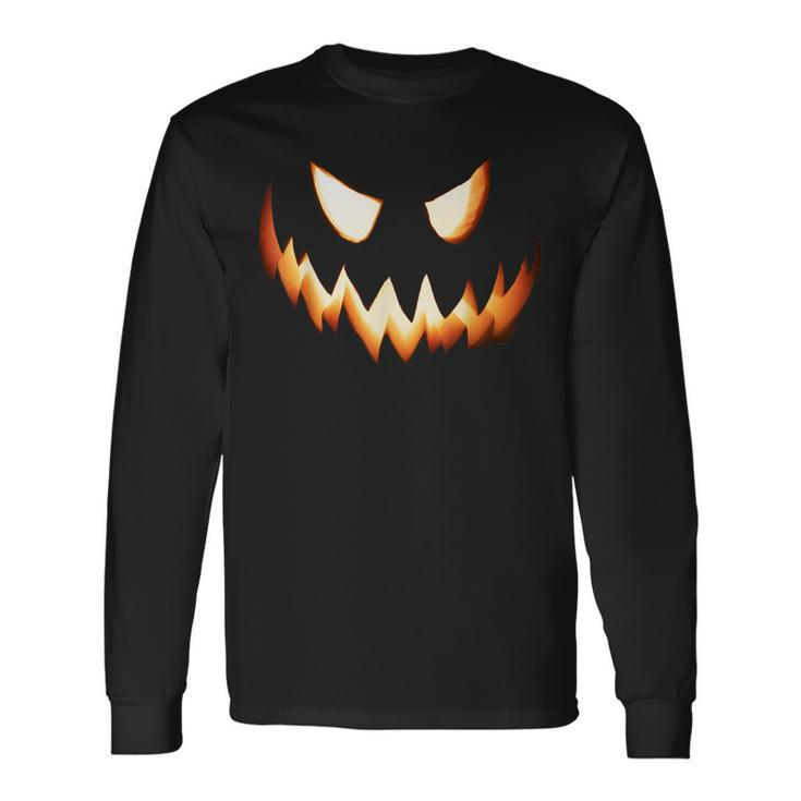 Scary Spooky Jack O Lantern Face Pumpkin Halloween Boys Long Sleeve T-Shirt