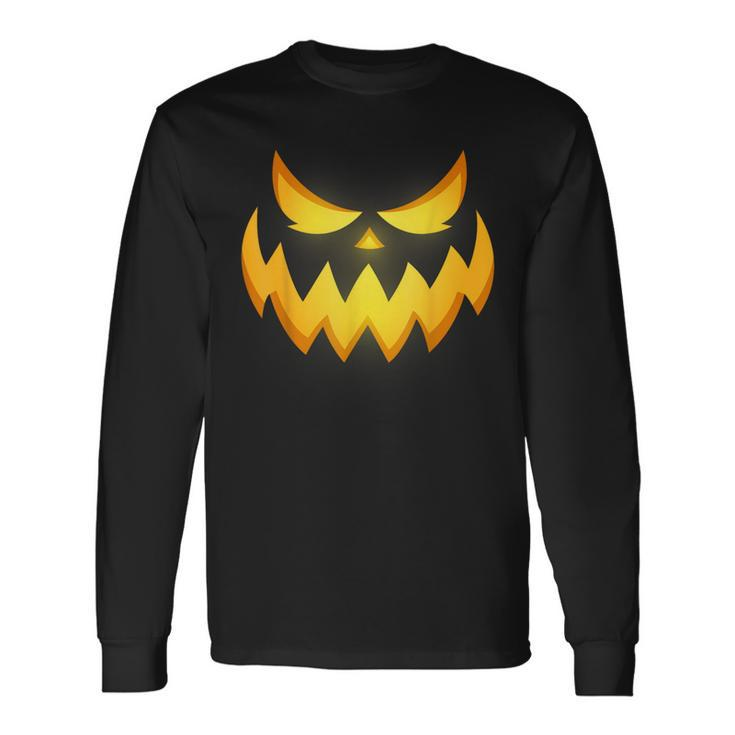 Scary Spooky Jack O Lantern Face Pumpkin Halloween Boys Long Sleeve T-Shirt
