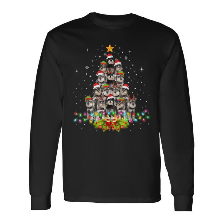 Schnauzer Dogs Tree Christmas Sweater Xmas Pet Animal Dog Long Sleeve T-Shirt