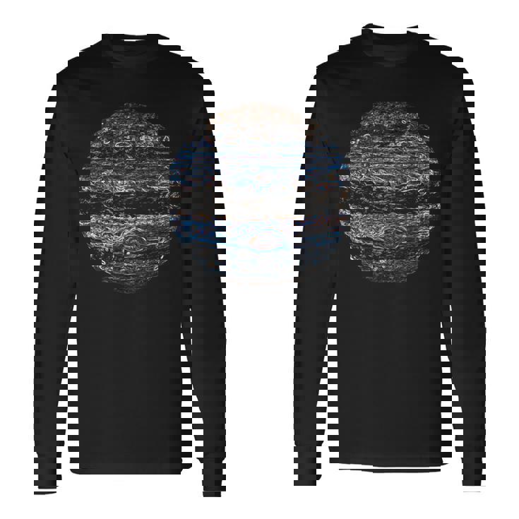 Sci-Fi Space Tourism Futuristic Neon Planet Jupiter Long Sleeve T-Shirt