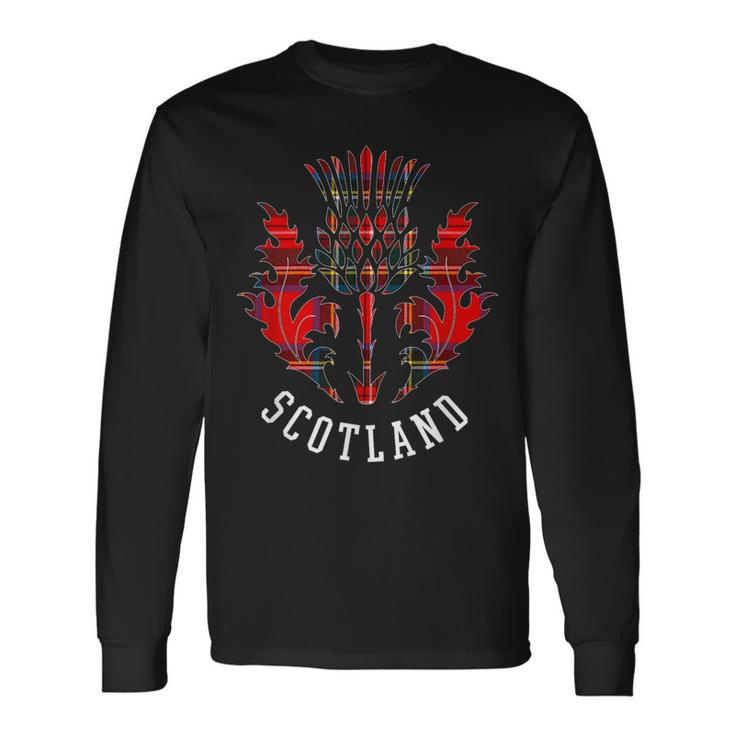 Scottish Tartan Thistle Scots Emblem Of Scotland Long Sleeve
