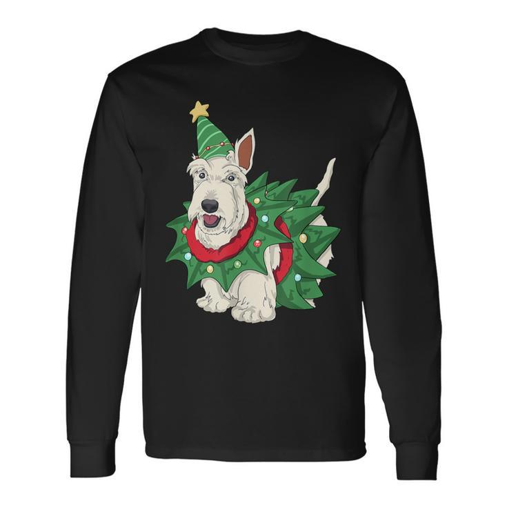 Scottish Terrier Christmas Dog Santa Xmas Long Sleeve T-Shirt