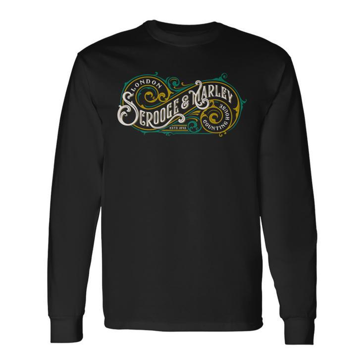Scrooge And Marley Counting House Christmas Carol Vintage Long Sleeve T-Shirt