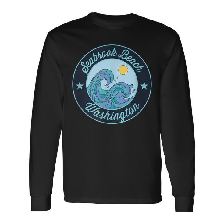 Seabrook Beach Wa Washington Souvenir Nautical Surfer Graphi Long Sleeve T-Shirt