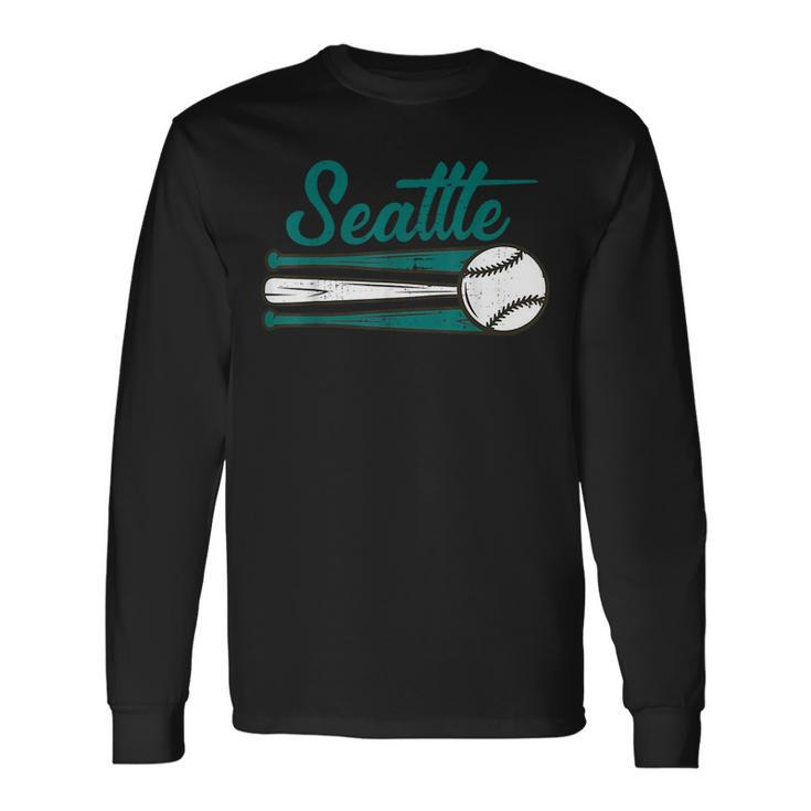 Seattle Baseball Vintage Distressed Met At Gameday Long Sleeve T-Shirt