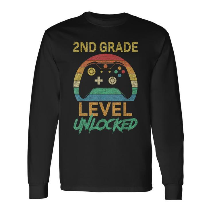 Second Grade Level Unlocked Gamer 1St Day Of School Boy Long Sleeve T-Shirt T-Shirt