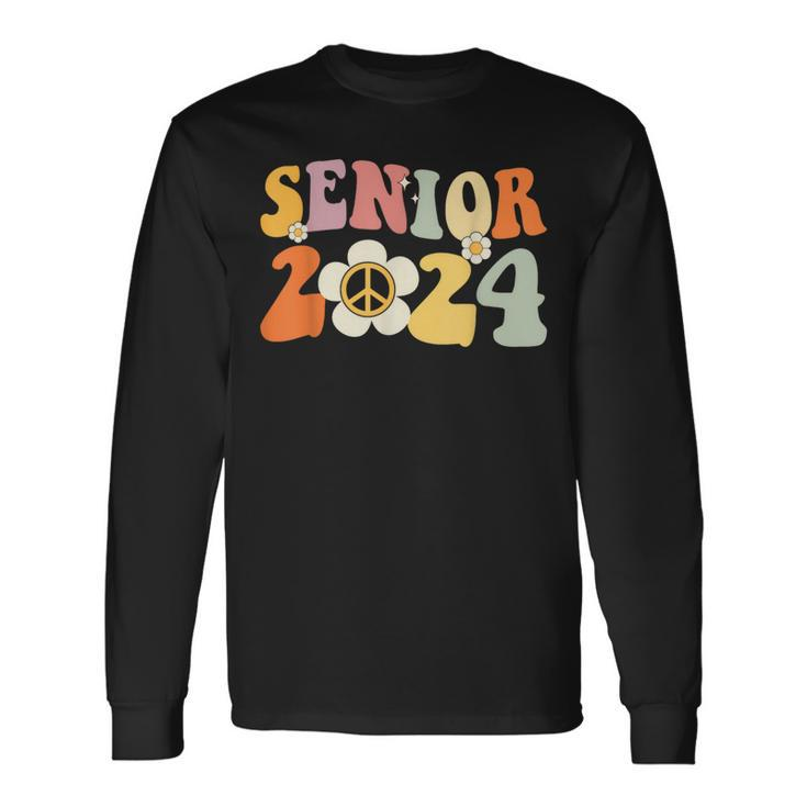Senior 2024 Hippie Peace Love Seniors Back To School Long Sleeve T-Shirt T-Shirt