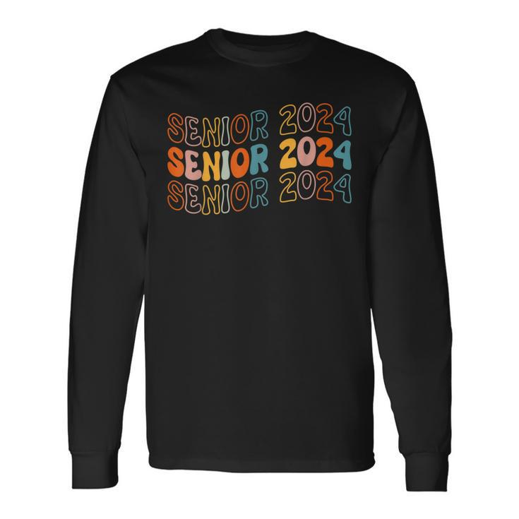 Senior 2024 Retro Groovy Class Of 2024 Graduation Long Sleeve T-Shirt T-Shirt