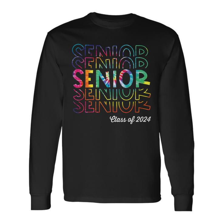 Senior 2024 Retro Tye Dye 2024 High School Graduate Class Long Sleeve T-Shirt T-Shirt