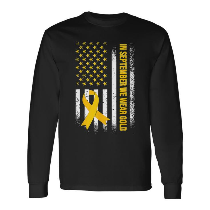 In September We Wear Gold Childhood Cancer Awareness Long Sleeve T-Shirt Gifts ideas