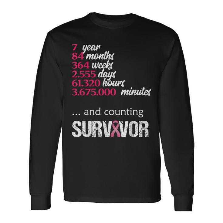Seven 7 Years Survivor Breast Cancer Awareness Long Sleeve T-Shirt