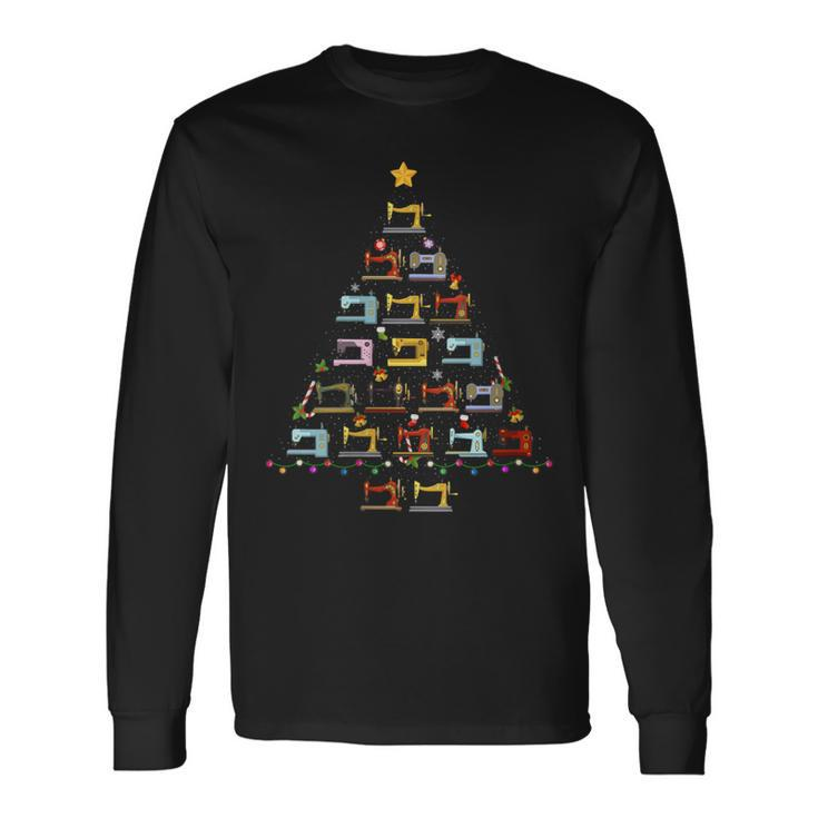 Sewing Machine Christmas Tree Ugly Christmas Sweater Long Sleeve T-Shirt