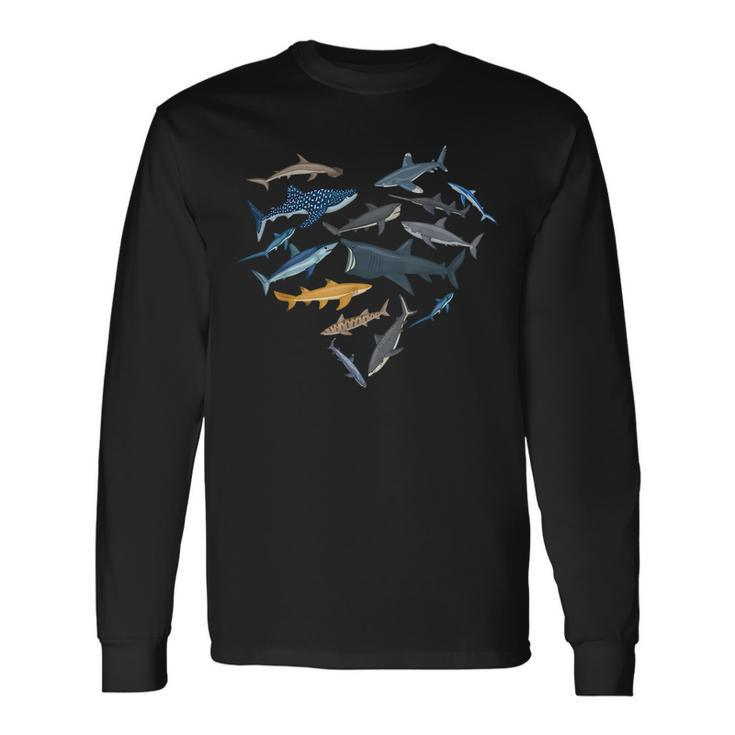 Shark Heart Sea Animal Underwater Shark Lover Long Sleeve T-Shirt